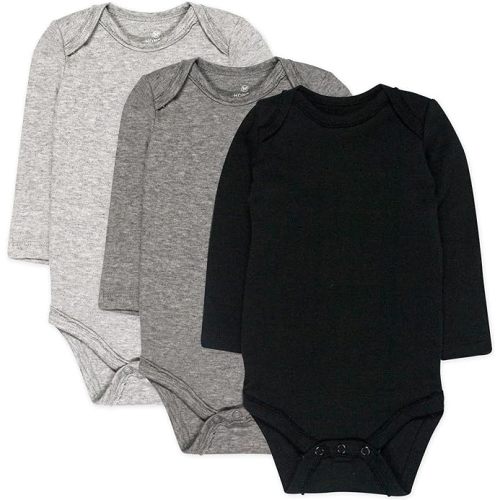 3-Pack Organic Cotton Long Sleeve Bodysuits , Honey Kisses