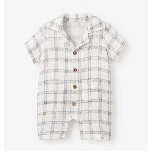 Plaid Organic Muslin Shortall – Elegant Baby