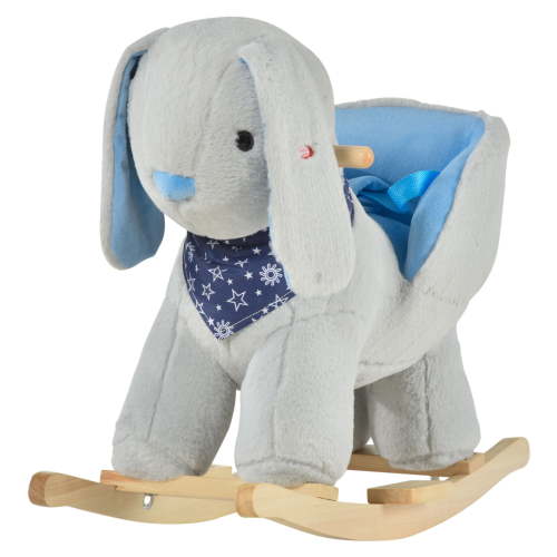 Kids Rocking Horse Bunny - Ride On Toy with Music & Soft Plush - 18-36 Months Grey + Polyester