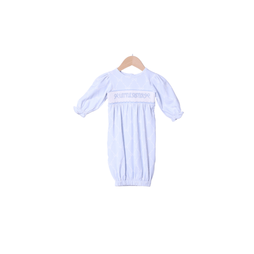 Smocked Little Sister Trellis Bow Gown