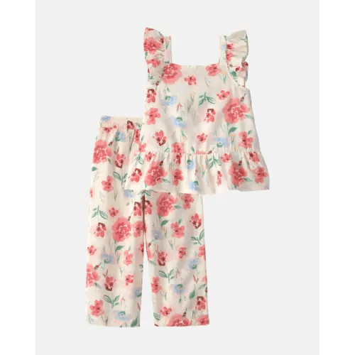 Toddler Girl 2-Piece Floral Top & Pant Set - White | Carter's