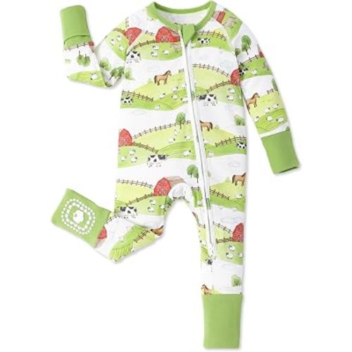 PATPAT Organic Cotton Baby Pajamas, Snug Fit Footie with 2-Way Zipper