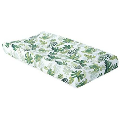 Little Unicorn – Tropical Leaf Changing Pad Cover | 100% Cotton Muslin | Super Soft | Baby Diaper Changing | Machine Washable | 16” x 32”