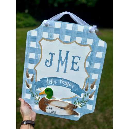 Mallard baby sign, Baby boy announcement, hospital door, blue baby sign,  Hospital door announcement, duck birth announcement, Birth stats