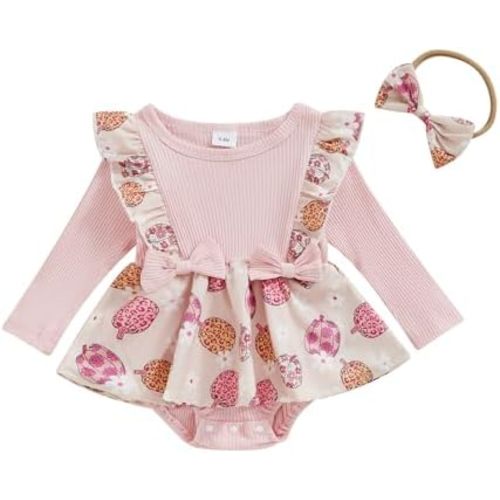 Fall Baby Girl Clothes Newborn Onesie Ruffle Romper Dress Long Sleeve Floral Bodysuit Jumpsuit Winter Outfit