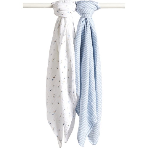 Nordstrom 2-Pack Assorted Muslin Swaddles, Sailboat Stripe Pack