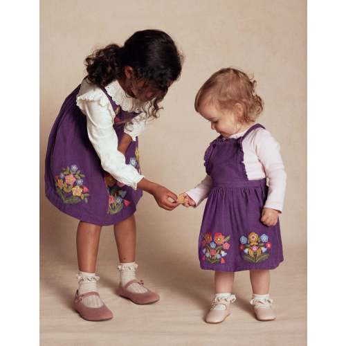 Embroidered Woven Pinnie Set-Mystic Purple