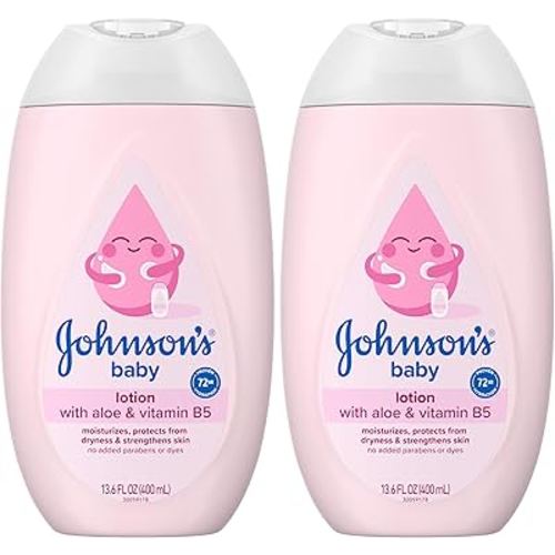 Johnson's Baby Moisturizing Mild Pink Baby Lotion with Coconut Oil for Delicate Baby Skin, Paraben-, Phthalate- & Dye-Free, Hypoallergenic & Dermatologist-Tested, Baby Skin Care, 13.6 Fl. Oz