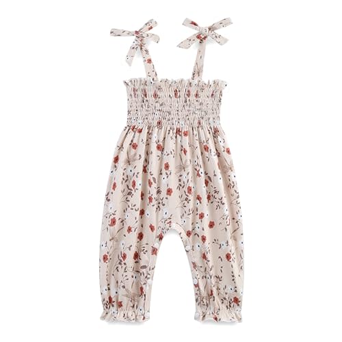 FITFIFTH POD Baby Girl Summer Romper Sleeveless Ruffle Halter Floral Jumpsuit Clothes 0~24M