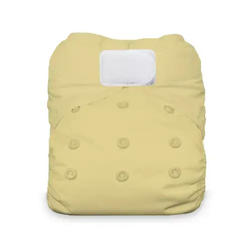 Natural One Size All In One cloth diaper (yellow hook and loop - 8-40 lbs)