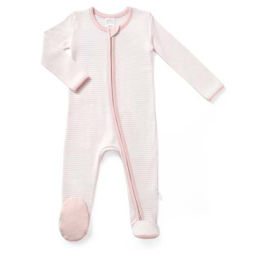 Paty Organic Cotton Striped Zipper Footie - PatyInc