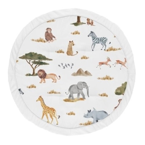 Sweet Jojo Designs Jungle Animals Baby Tummy Time Playmat Hunter Green Grey Black and White Safari Elephant Giraffe Lion Monkey