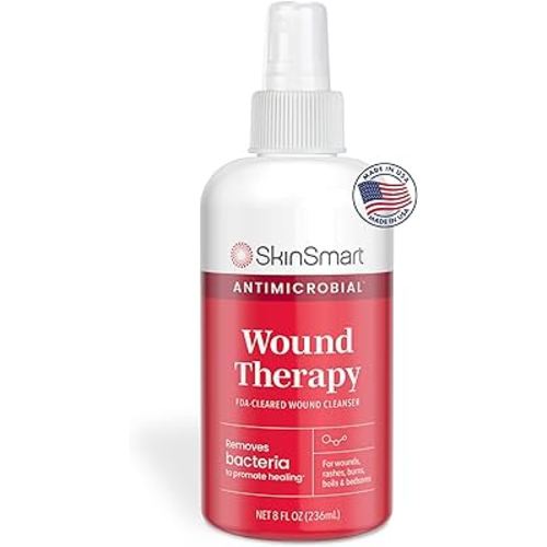 SkinSmart Antimicrobial Wound Therapy, Hypochlorous Acid Safely Removes Bacteria so Wounds Can Heal, 8 Ounce Clear Spray