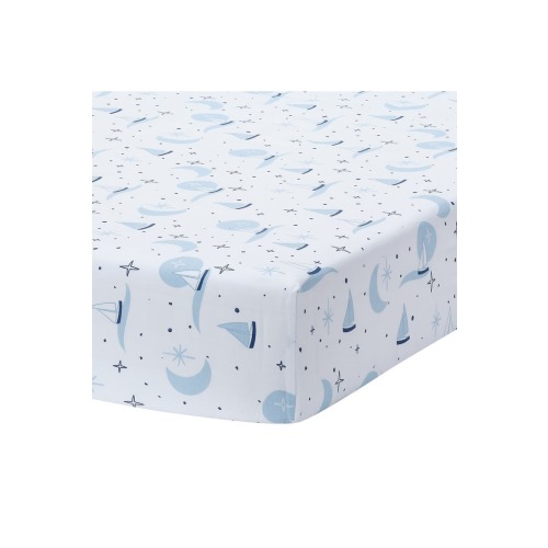 Little Skipper Cotton Nautical Sailboat Fitted Crib/Toddler Sheet