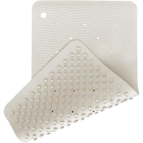 HEVEA Natural Rubber Wave Long Bath Mat - Upcycled, Danish Design - Non Slip Bathtub Mat, 299 Suction Cups - Safe and Friendly Shower Mat for All Ages (Marble)