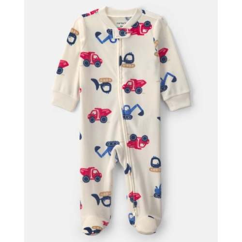 Baby Boy Construction 2-Way Zip Sleep & Play Pajamas - Cream | Carter's