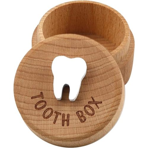 free-space Tooth Fairy Box 3D Carved Wooden Souvenir Dropped Tooth Keepsake Storage Box Gift for Boy or Girl (Tooth Fairy Box)