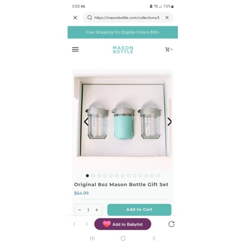 Original Mason Bottle - 3 pack | Glass Baby Bottles | Mason Bottle