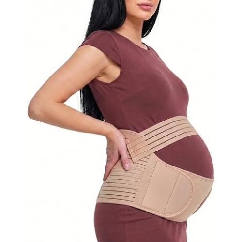 Maternity Belly Band for Pregnant Women, Large, Beige