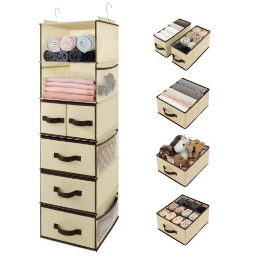 GRANNY SAYS Hanging Closet Organizer, 6-Shelf Foldable with Drawers
