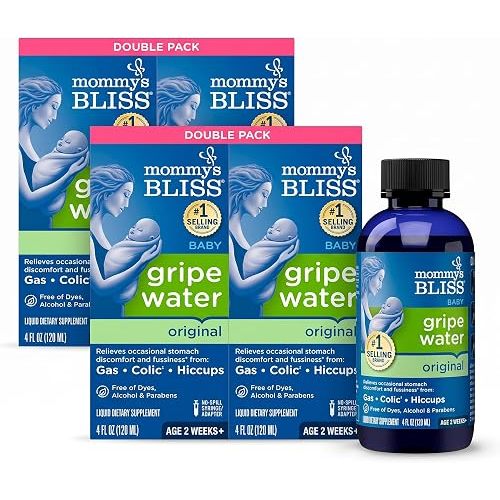 Mommy's Bliss Gripe Water Original, Infant Gas & Colic, Gripe Water for Babies, Gentle & Safe, 2 Weeks+, 4 Fl Oz (Pack of 2)