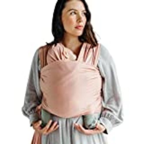mushie Baby Wrap Carrier | 100% Organic Cotton | Infant Sling 8-35 lbs (Blush)