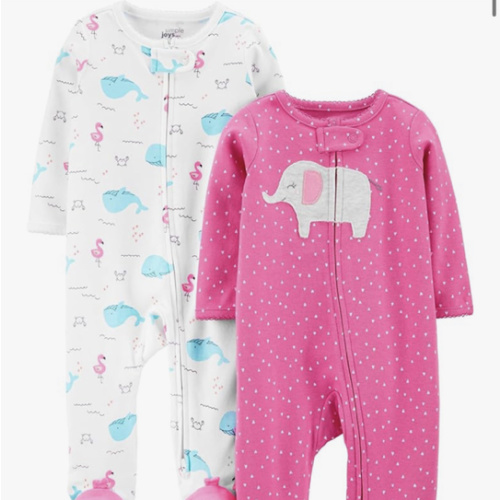 Simple Joys by Carter's Baby Girls' Cotton Footed Sleep and Play, Pack of 2