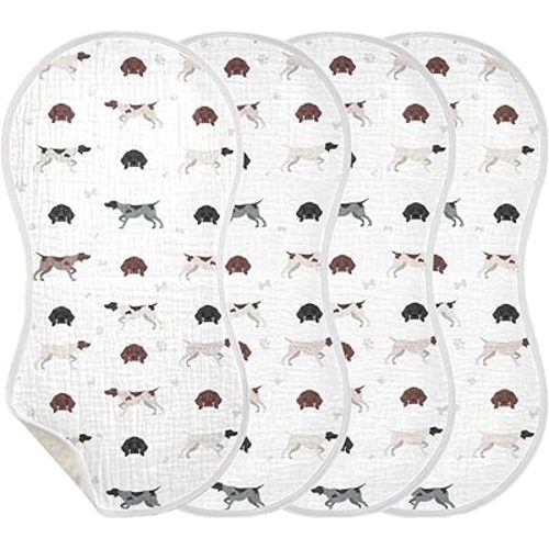 German Shorthaired Pointer Dog Muslin Burp Cloths for Baby 4 Pack Soft 100% Cotton Baby Washcloths Bibs for Boy Girl