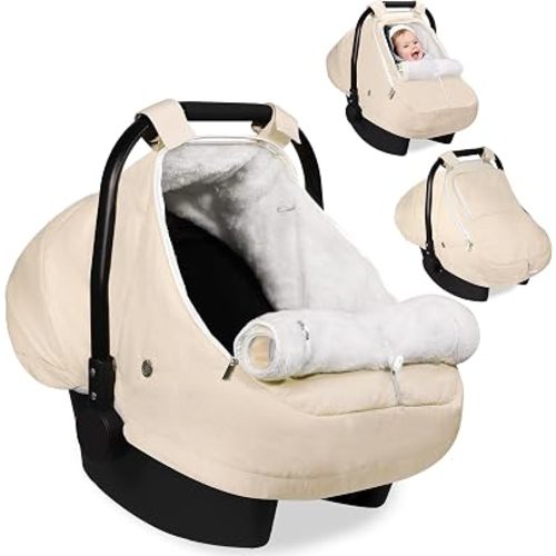 Winter Car Seat Cover for Baby Girl, Infant Carseat Cover with Plush Lining