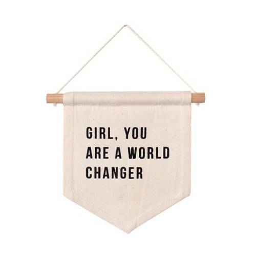 Girl You Are A World Changer Mini Wall Hanging Canvas Flag Wooden Dowel Small Wall Banner Wall Quote Girl Power Empower Women - Etsy
