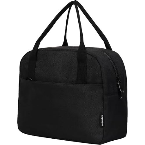 VLM Lunch Bag,Lunch Box for Women Men,Reusable Insulated Lunch Tote,Small Leakproof Cute Lunch Cooler with High Capacity for Work,Picnic,Camping (Black)