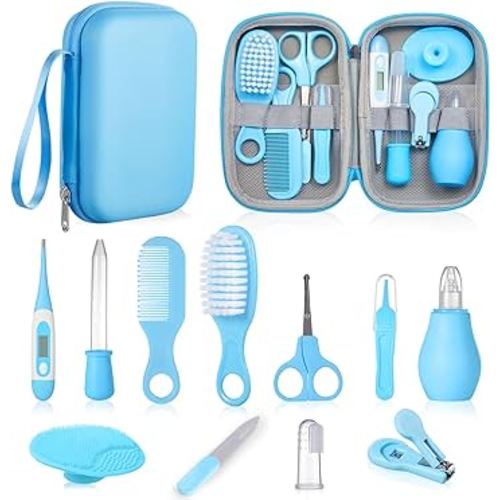 Baby Grooming and Health Kit, Lictin Nursery Care Kit, Newborn Safety Health Care Set with Hair Brush,Comb,Nail Clippers and More for Newborn Infant Toddlers Baby Boys,Baby Blue