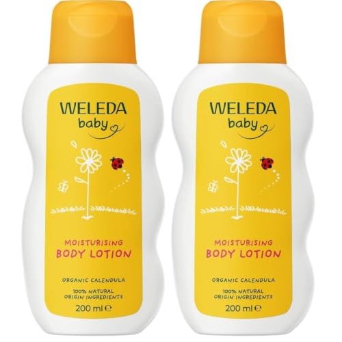 Weleda Baby Calendula Comforting Body Lotion, Plant Rich Moisturizer with Calendula, Chamomile, Sweet Almond and Sesame Oils, 6.8 Fl Oz (Pack of 2)