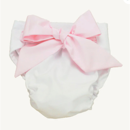 Baby Bow Bottom Bloomer - Worth Avenue White with Palm Beach Pink