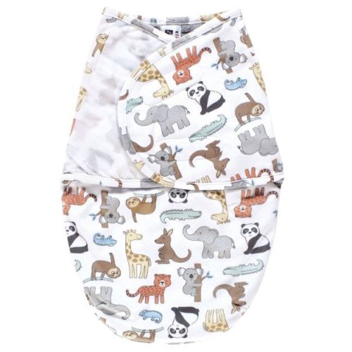 Hudson Baby Plush Faux Fur Swaddle Wrap, Zoo Animals, 0-3 Months