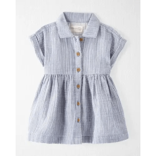 Baby Organic Cotton Striped Button-Front Dress - Little Planet | Carter's