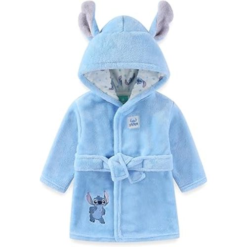 Disney Baby Boys Lilo & Stitch Terry Hooded Towel Bathrobe with Ears One Size