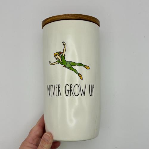 Disney Peter Pan “Never Grow Up” Canister | Rae Dunn Artisan | Ceramic Cookie Jar