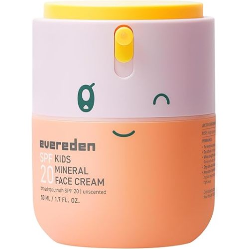 Evereden Kids Face Cream, 1.7 oz. | Fragrance-Free and Kids Face Lotion with SPF 20 | Clean and Non-Toxic Face Moisturizer | Multi-Vitamin Skin Care | FSA Eligible