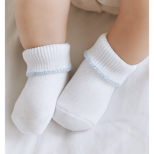 Essentials White Socks - Blue Trim
