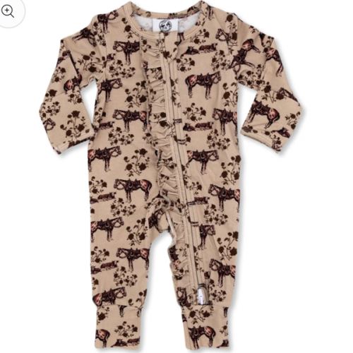 Prairie Rose -Ruffled- Folding Feet Jammies – Cowkid Clothing Company