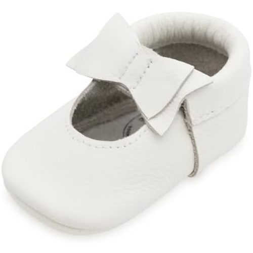 BirdRock Baby Bow and Knot Moccasins - Genuine Leather Baby Girl Shoes