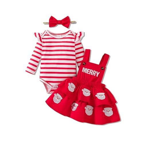 Megeoly Baby Girl Fall Winter Skirt Set Newborn Overall Dress Long Sleeve Ribbed Romper Suspender Skirts 3Pcs Outfits