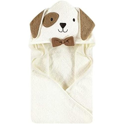 Hudson Baby Unisex Baby Cotton Poly Animal Face Hooded Towel, Dog, One Size