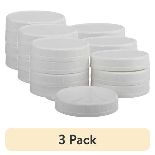 (3 pack) Mainstays 8-Pack Plastic Mason Jar Lids - Regular Mouth, Reusable Canning Jar Lids for Meal Prep and Freezer Storage, Fits All Brands Regular Mouth Mason Jars