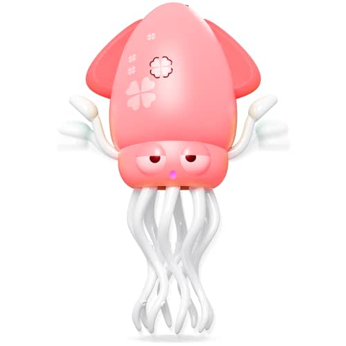 Yeaye Electric Magic Dancing Octopus, Crawling Baby Squid Toy, Infant Tummy Time Toys 3 4 5 6 7 Dancing Squid Toy with LED & Music Stress Relief Gift, Interactive Fun, Floor Games(Pink)