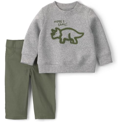 Carter's Baby Boys' 2-piece Pant Set Navy Blue Grey Little Champ Print