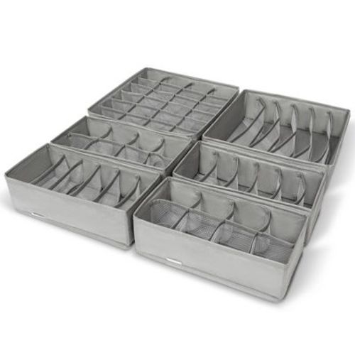 Wondersome Drawer Organizer For Clothes - 6-pack Of Underwear, Sock, Bra, Tie And Clothing Divider - Bedroom Shelf/cabinet Storage Organization