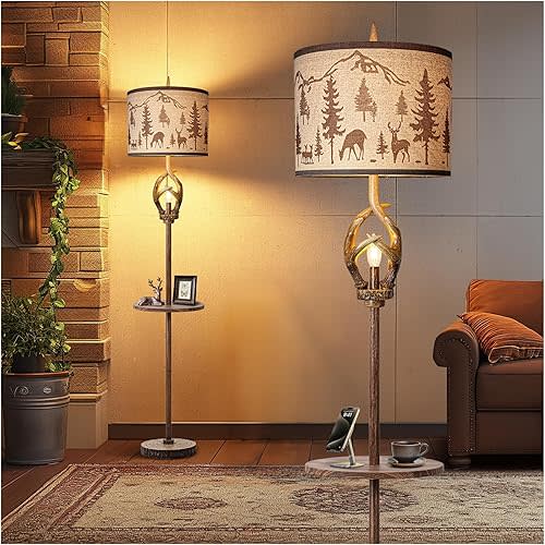 Antlers Style Floor Lamp Metal Tray