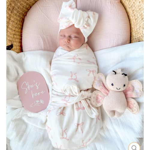 Swaddle Set | Pink Bows – Little and Fern